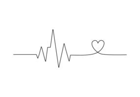 One Line Heartbeat Pulse vector