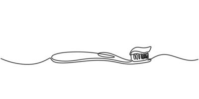 Continuous Line Toothbrush vector