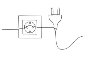 One Line Art Plug Socket vector