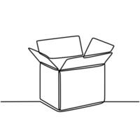 One Line Drawing Open Box vector