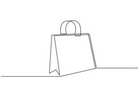 Shopping Bag One Line Art Icon vector