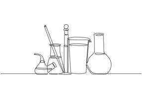 One Line Flask Tube React vector