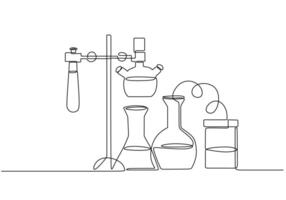 Single Line Research Flask vector