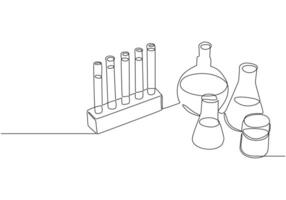 One Line Drawing Lab Flask vector