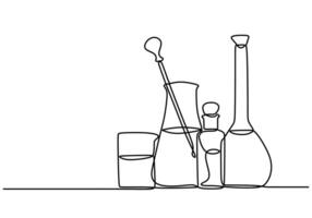 Minimalist Lab Glassware Art Drawing. Hand drawn laboratory tools vector