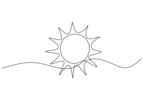 Sun Line Drawing Continuous icon. vector