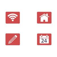 Red Square Icon Collection Simple Line Art Illustration Set vector
