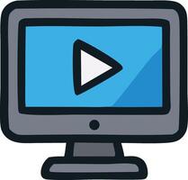 Cartoon Monitor Icon with Play Button Illustration vector