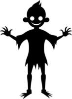 A silhouette of a little boy with his arms out vector