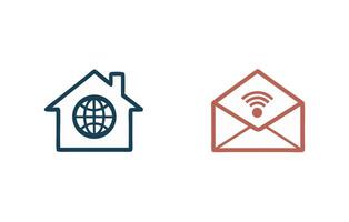 Global Home Internet Connection and Email Message WiFi Signal vector