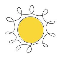 Sun Continuous Line Doodle vector