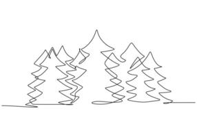 Tree Silhouette Continuous Line vector