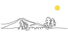 Mountain Forest Continuous Line vector