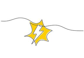 Lightning Bolt One Line Art vector