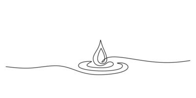 Water drop in continuous single one line Drawing vector