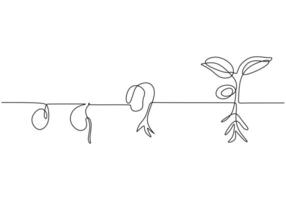 Sprout Growth Continuous Line vector