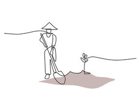 Continuous Line Tree Planting vector