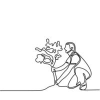 Man Planting Trees One Line vector