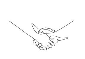 Shaking Hands Continuous Line vector