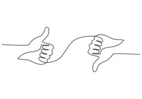 Thumbs Up Down Continuous Line vector