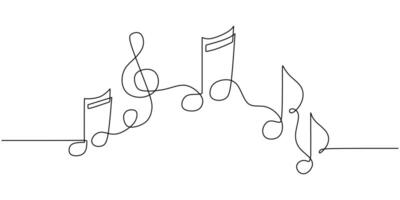 Musical Note Continuous One Line vector