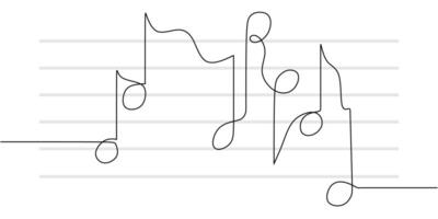 One Line Drawing Music Note vector