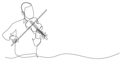 Violin Player Man Single Line vector