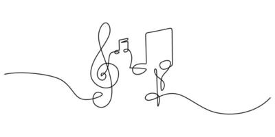 One line drawing abstract music note background. Line art hand drawn scribble hand drawn doodle. vector