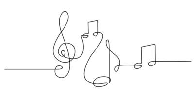 One line drawing abstract music note. doodle sketch minimalism illustration. vector
