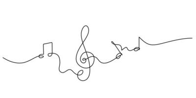 One line drawing abstract music note. vector
