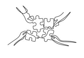 Hands Solving Jigsaw Puzzle vector