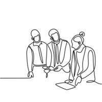 Office Workers Meeting Single Line vector