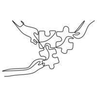 Solving Jigsaw Puzzle Hands vector