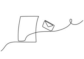 Pen Envelope Book One Line vector