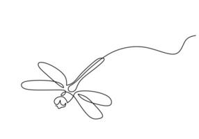 Dragonfly Flying One Line vector