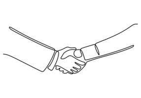 Shaking Hands Continuous Line Drawing vector