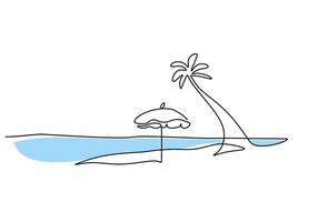 Beach Continuous Line Draw vector