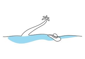 Continuous One Line Beach vector