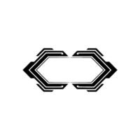 Geometric Tech Frame Futuristic Black on White, Minimalist vector