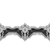 Tech Ornament Border Circuitry Art Deco Pattern in Black and White vector