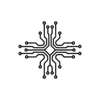 Minimalist Circuit Board , Monochrome Tech Background vector