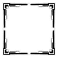Geometric Tech Frame, Black and White, Square Border, Modern vector