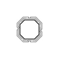 Minimalist Octagon Frame , Black Lines on White vector