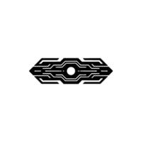 Minimalist Tech Black Circuit Board Symbol on White Background vector
