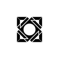 Geometric Abstract Black and White Square With Circle vector