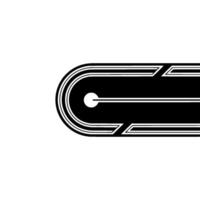 Retro Element Black and White Oval Shape With Lines. vector