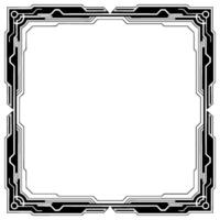 Tech Frame Border Futuristic, Modern, Square Element in Black White vector