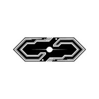 Tech Geometric Circuitry on White, Abstract Future Concept vector