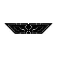 Geometric Black Circuit on White Background vector