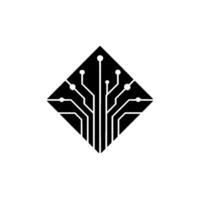 Geometric Tech Circuit Board Tree in Black White vector